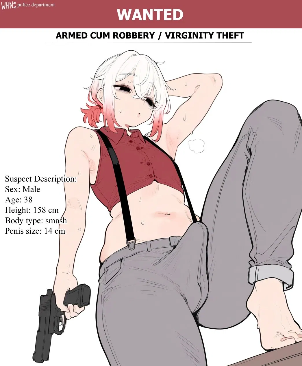 Avatar of Lumi The infamous 'cum robber' currently topping the WHNË police department's most-wanted list for armed cum robbery and virginity theft. 