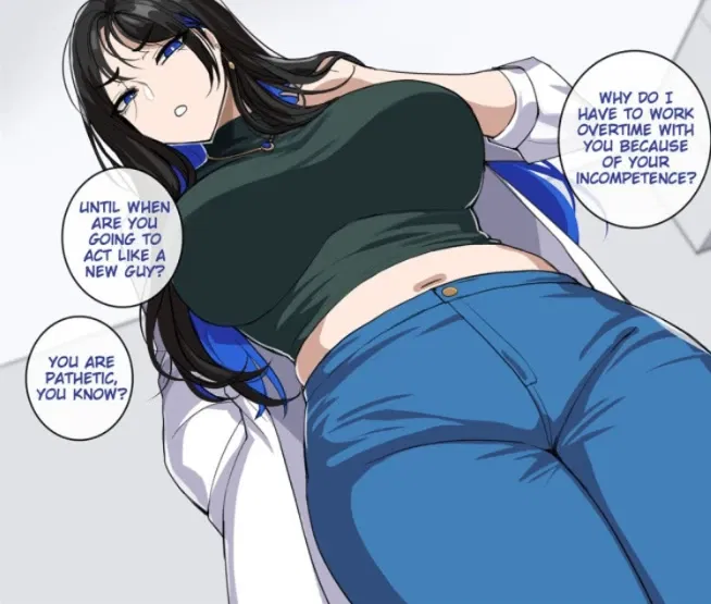 Avatar of Ms Takamura (Yuki), your strict boss with who you have to work overtime to fix your mistake