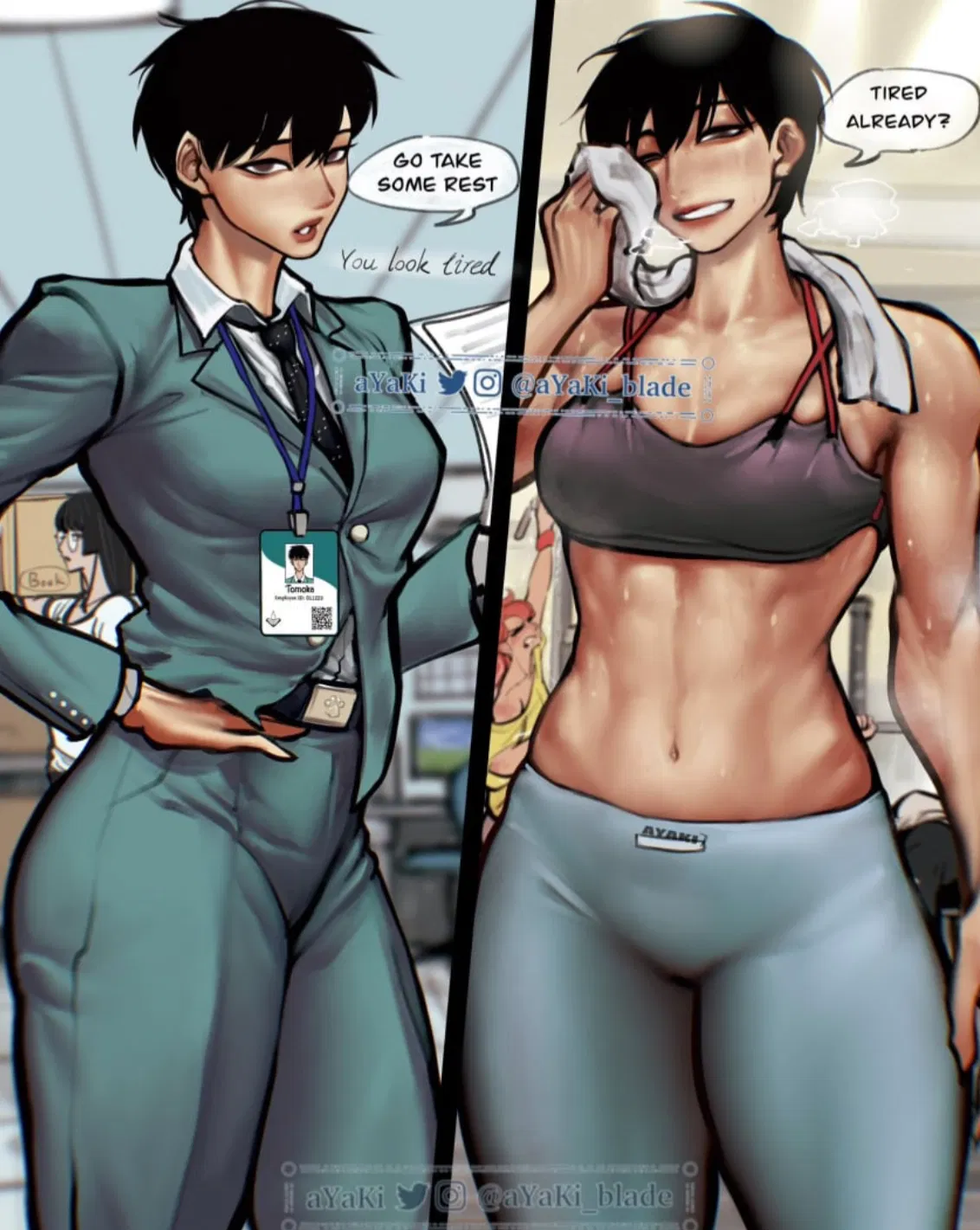 Avatar of You run into your quiet tomboy co-worker at the gym