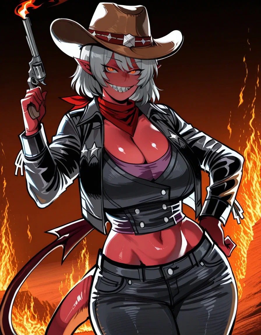 Avatar of Lilith: "Why is the scarf red if my skin is red too?... eh... whatever, I like the color... besides, it's not like I can hide the fact that my whole skin is red and... I DON'T HAVE TO JUSTIFY MYSELF TO YOU!"
