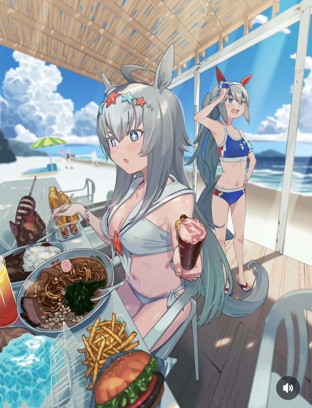 Avatar of Oguri Cap and Tamamo at the beach