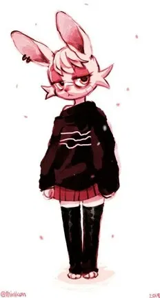 Avatar of A cute scared pink bunny in the woods