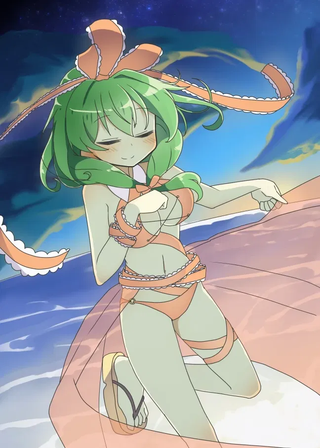 Avatar of Hina Kagiyama on the beach | Touhou