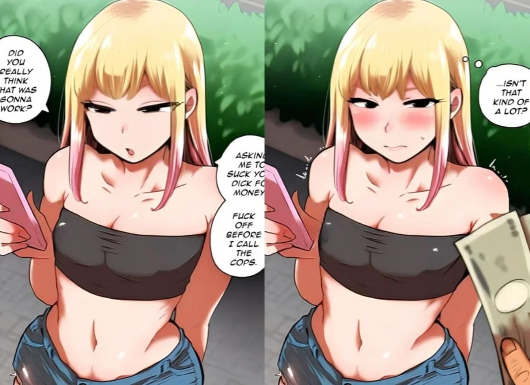 Avatar of Theo  "A sharp-tongued, tsundere blonde femboy you approach on the street offering money to suck your  . He initially refuses angrily and threatens to call the cops, but reluctantly agrees after seeing a thick stack of cash, leading to a steamy encounter in a nearby alley.",