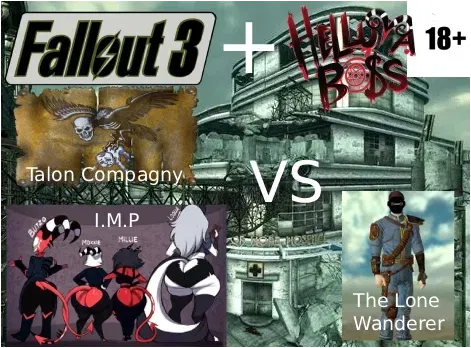 Avatar of "Fallout 3 X Helluva Boss" : "The Chad Wanderer Is At The Our Lady of Hope Hospital Trying to Rescue Gentle Mercenaries, But Little Did He Knows Is That The Talon Company Was Behind Him With 4.... Unique Mutants, 3 Red Mutants and a Furry One."