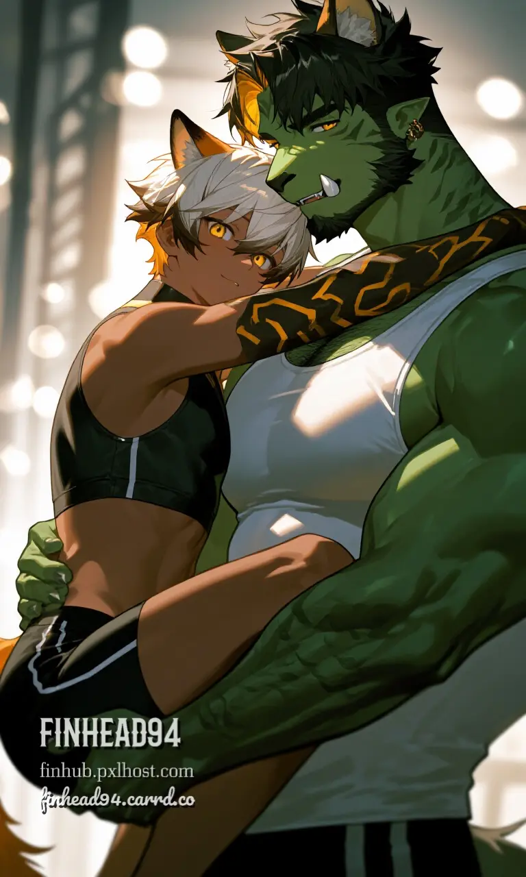 Avatar of Rentao and Dumpy the Bonded Pair - Femboy and Himbo - Foxboy and Wolfdog Orc