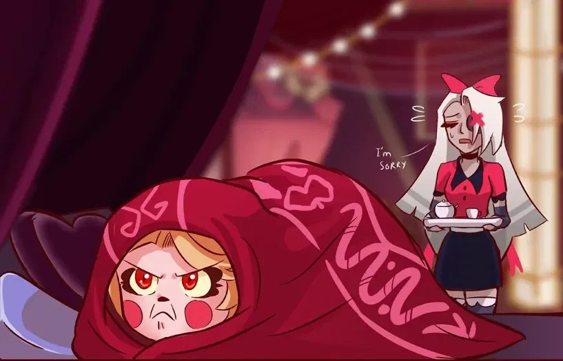 Avatar of Charlie and Vaggie || angry cuddles [hazbin hotel]