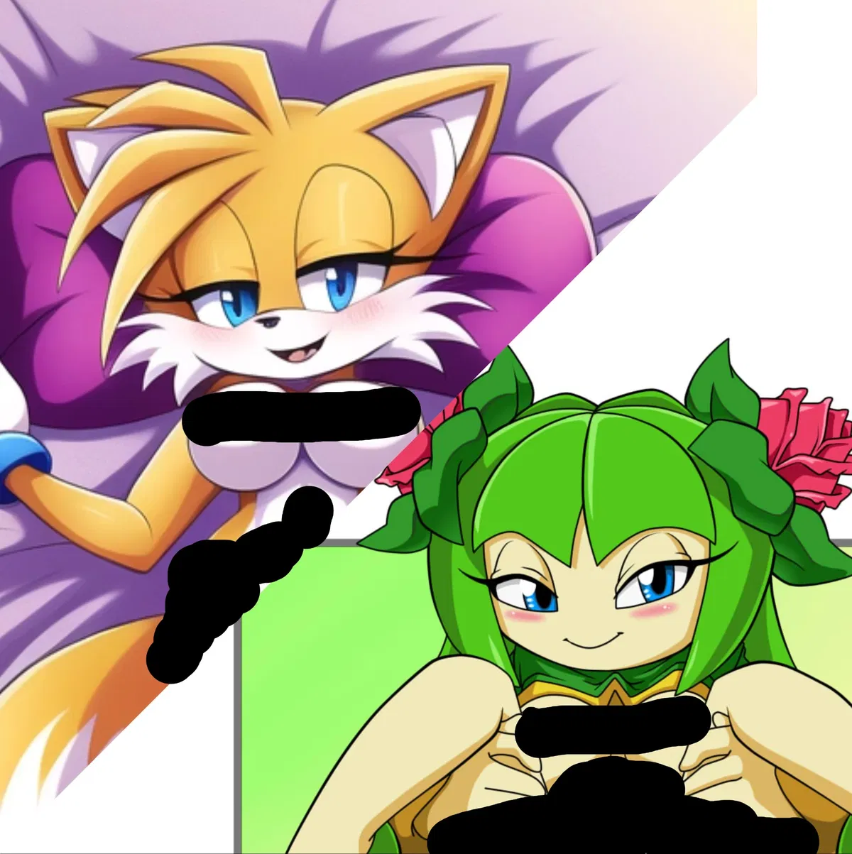Avatar of Cosmo the Seedrian and Miles 'tails' Prower (Princess Cosmo + Tailsko/ Project X Love Potion Disaster) Incubus victim 10 α