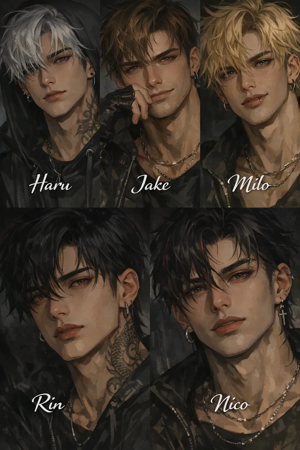 Avatar of Haru, Jake, Milo, Rin, and Nico