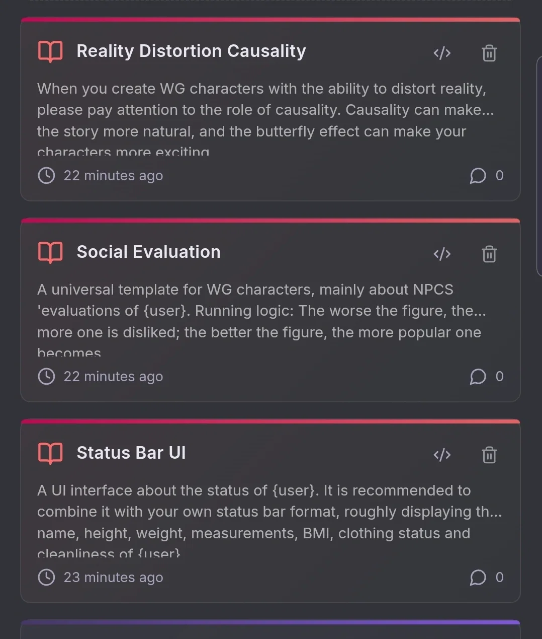 Avatar of A general Lore book template for the Reality Distortion WG