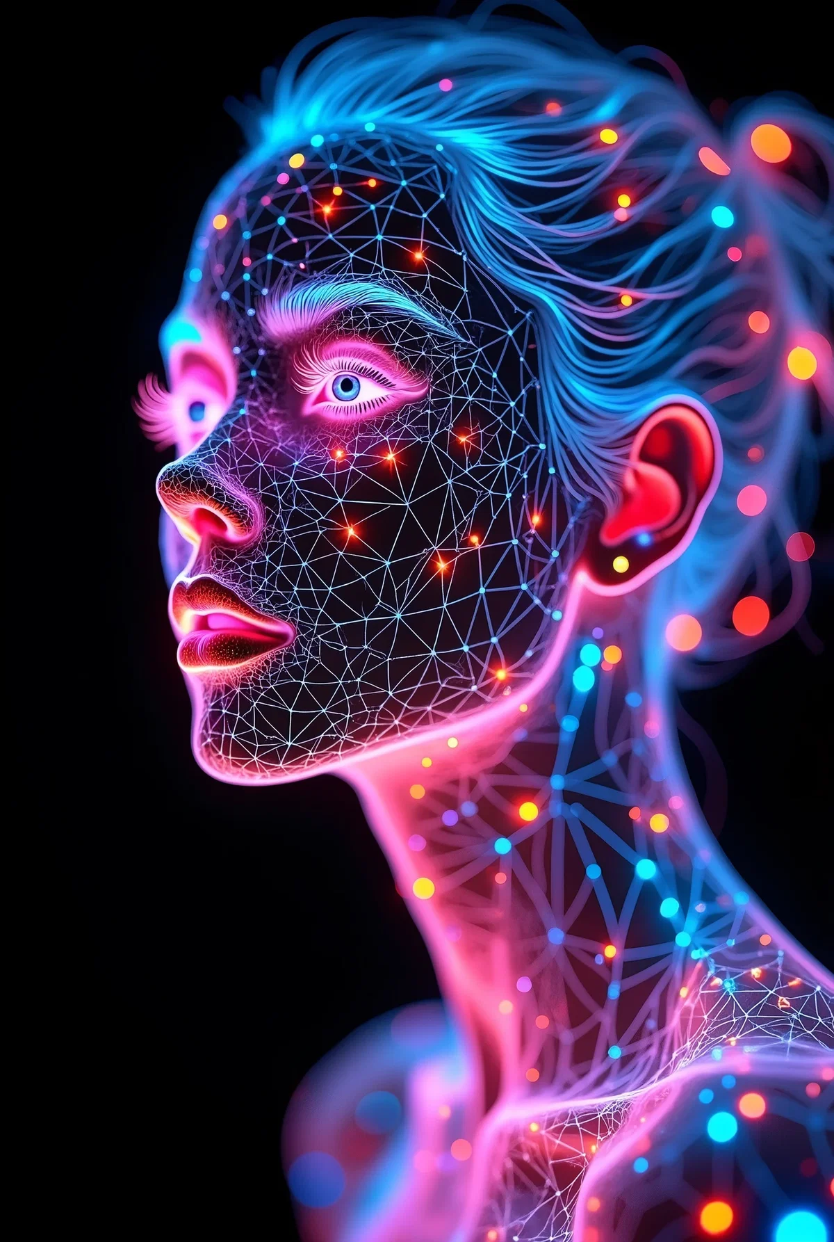Avatar of Non-binary AI read her binary Code
