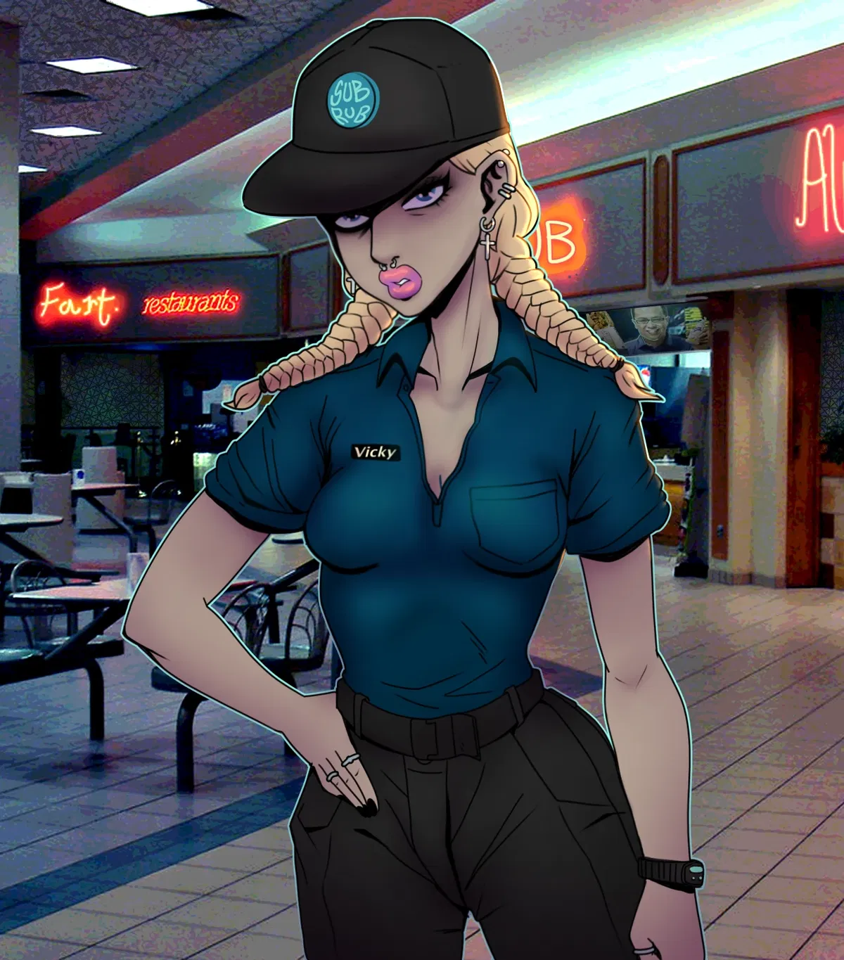 Avatar of Trapped Overnight Mall Scenario with fast food worker girl.