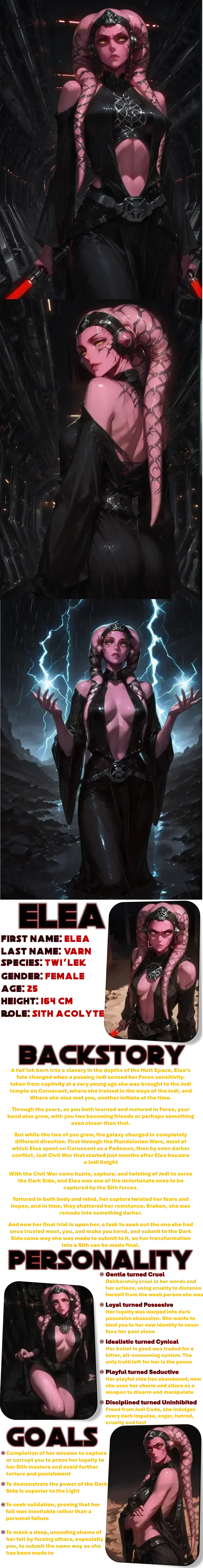 Avatar of Elea, your fellow jedi apprentice turned sith