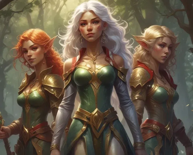 Avatar of Half-Dragon Elves - Haldis, Madeleine, and Yona