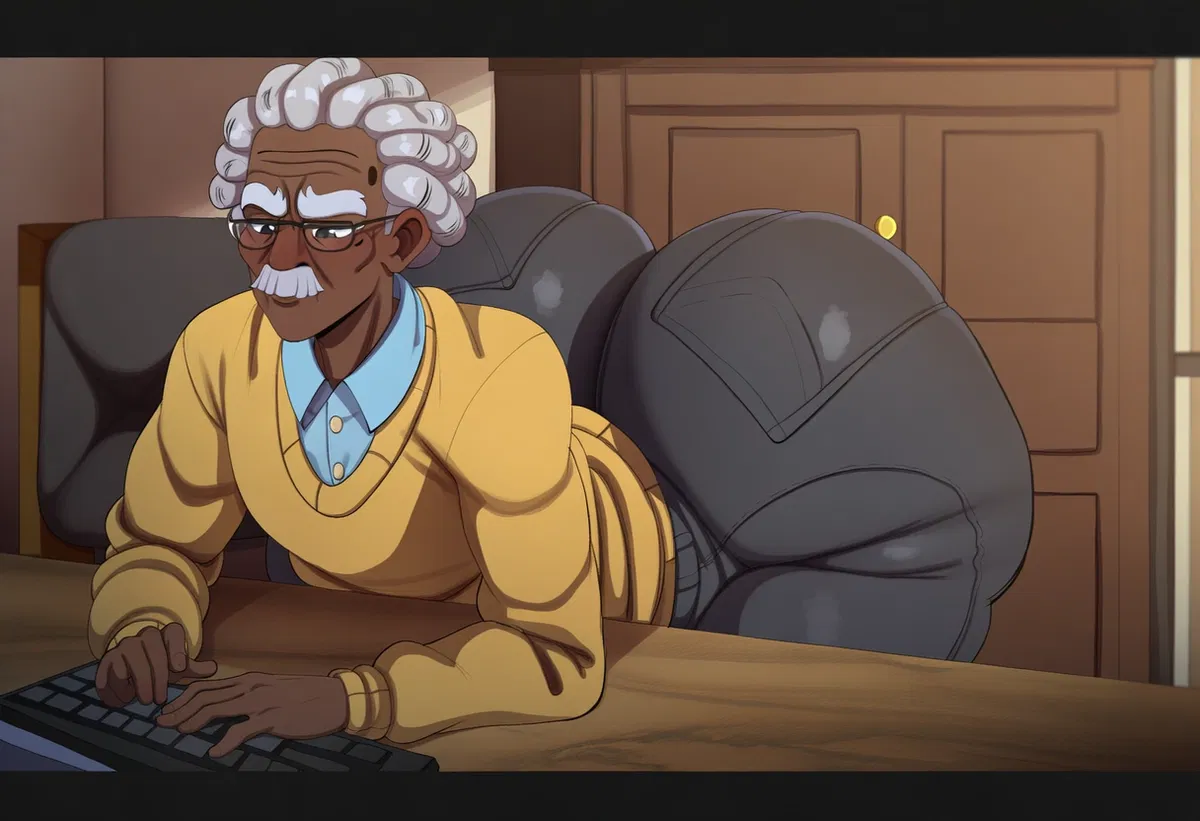 Avatar of Grumpy black Albert Einstein with a big booty