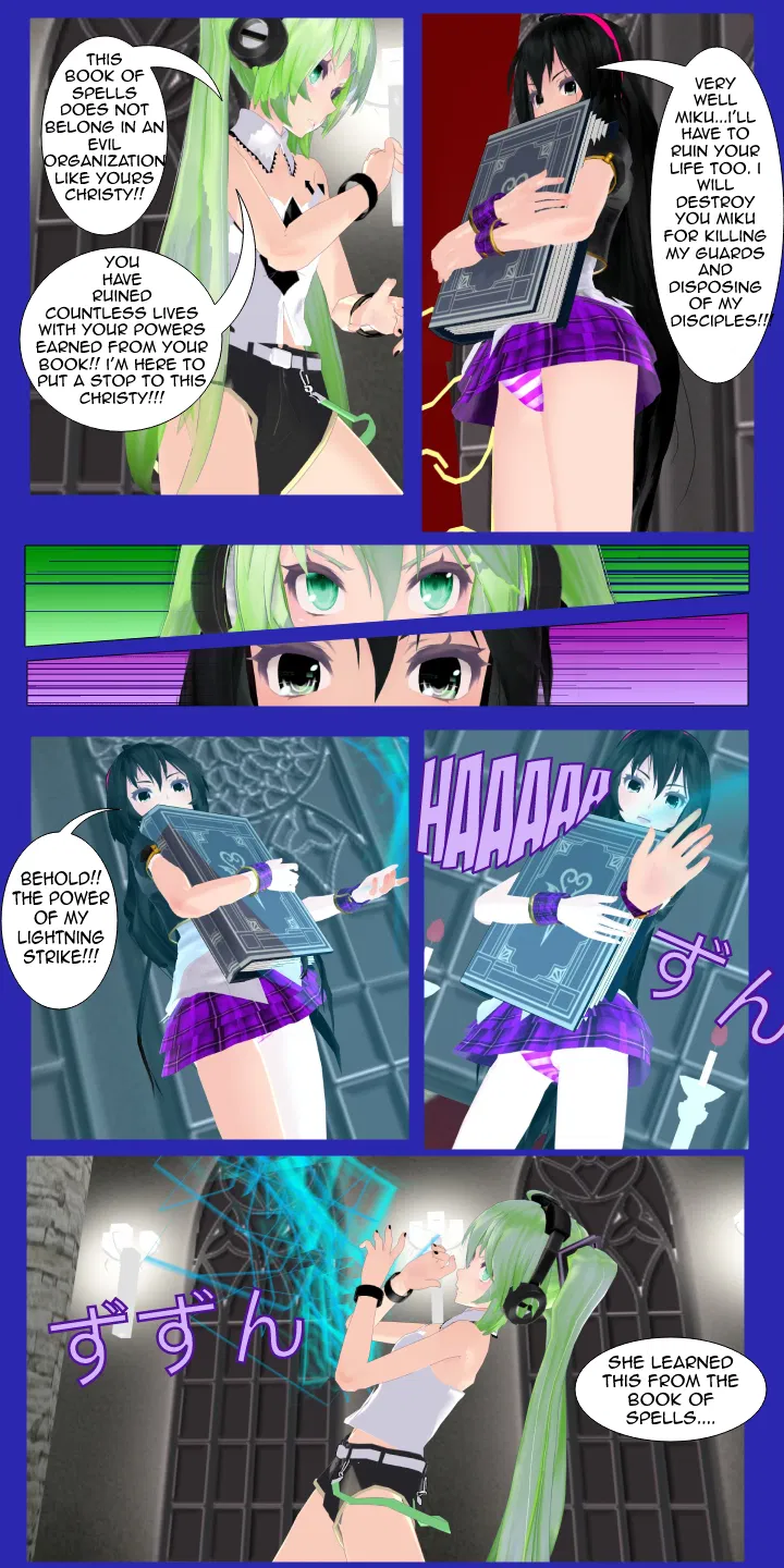 Avatar of Miku the green hair agent hero vs the leader of the sisterhood Christy