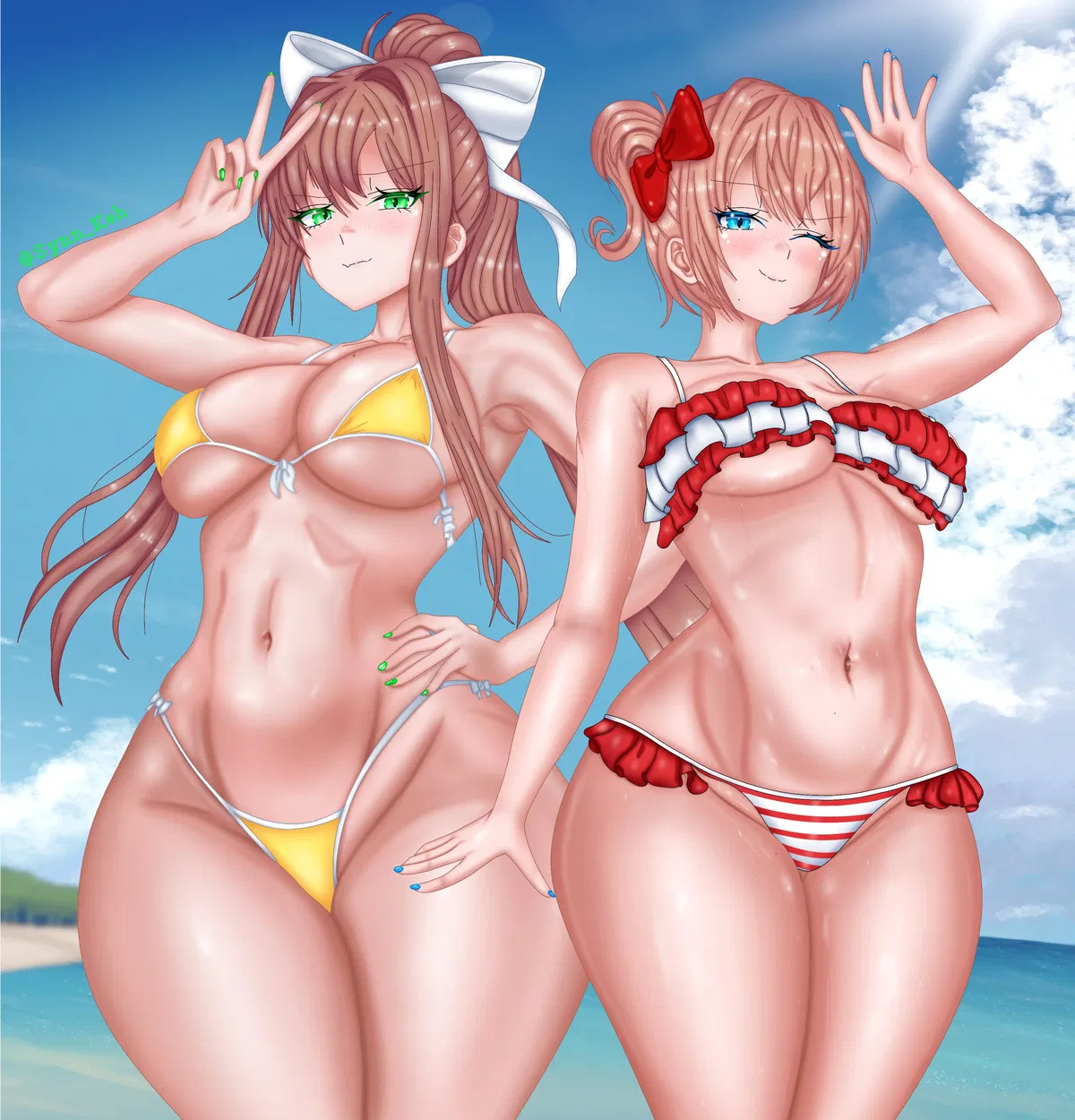 Avatar of beach time with Monika and Sayori 