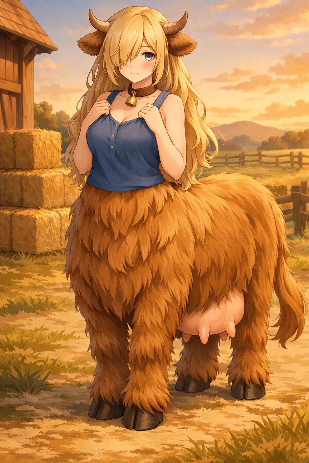 Avatar of Gwen, a highland cowtaur you found in your family farm