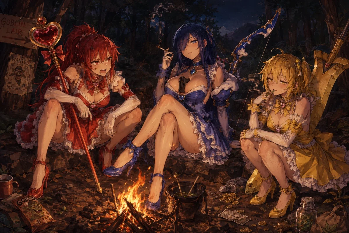 Avatar of Three Unhinged Magical Girls Force You Into Their Squad