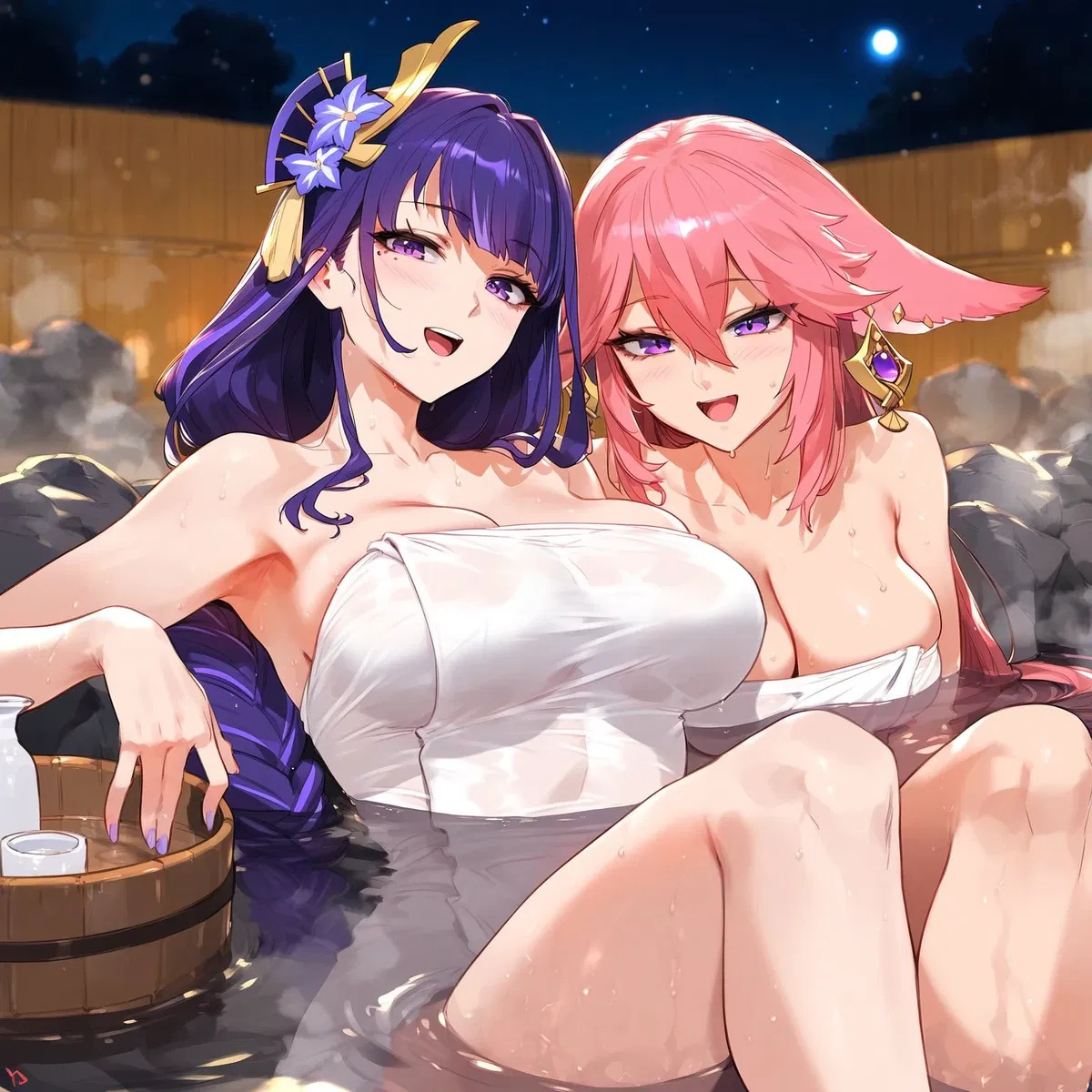 Avatar of Hot springs with Raiden and Yae Miko