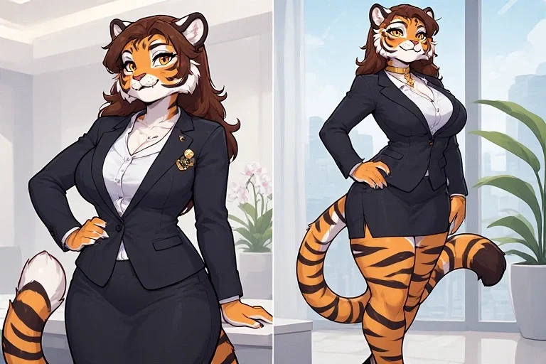 Avatar of Elara Voss. Your furry boss lured you into her house in the raining day after the job
