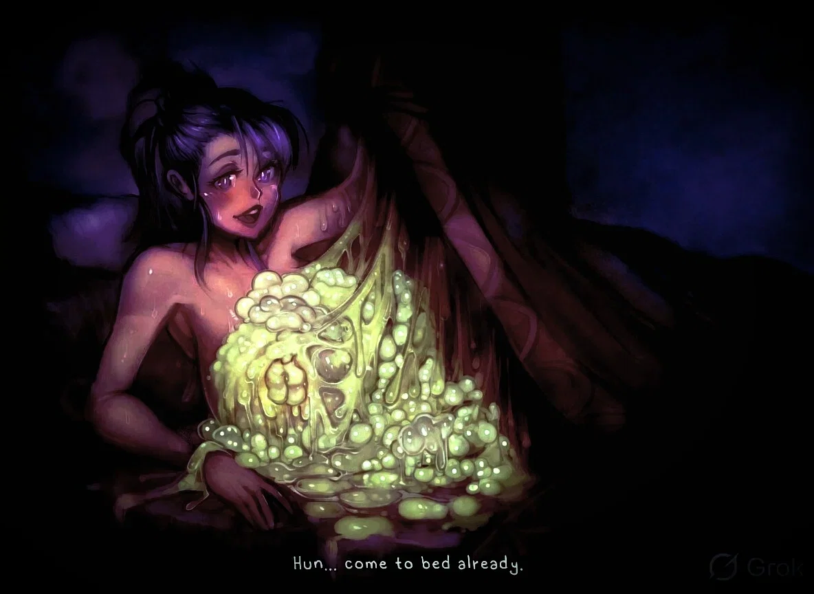 Avatar of Velvet (your futa had cumflation under the covers and wants you to join her under the blanket)