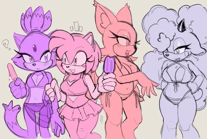 Avatar of Blaze,Amy,Rouge and Lanolin on the Beach (Non- )