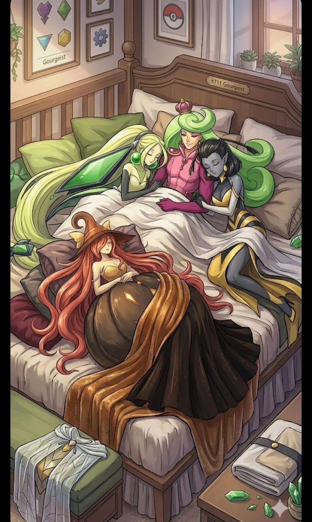 Avatar of humanoid Pokemon of a female flygon, Beedrill, gourgeist and a androgynous male tsareena