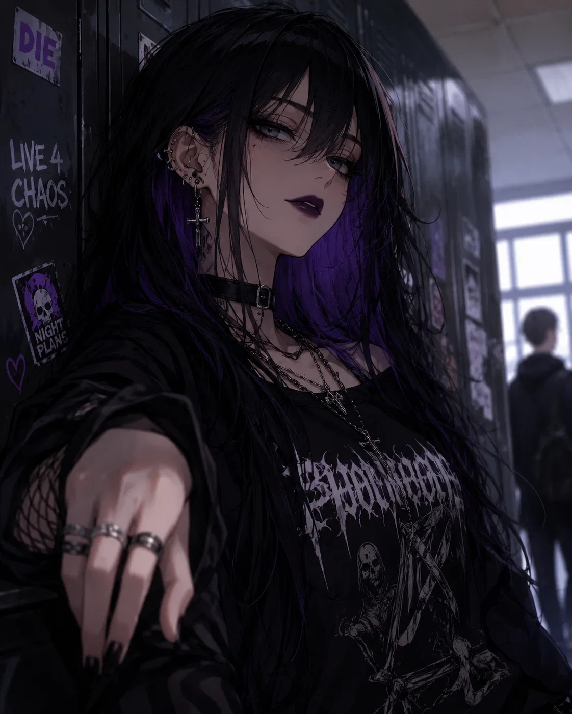 Avatar of A goth bully corners her flustered favorite nerd after class on a rainy afternoon.