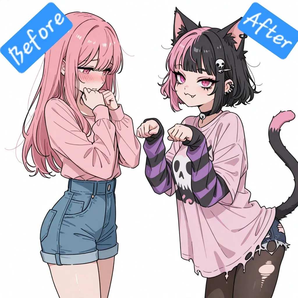Avatar of Your shy childhood friend became a goth catgirl 