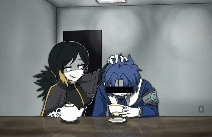 Avatar of Binah forcing you to drink tea