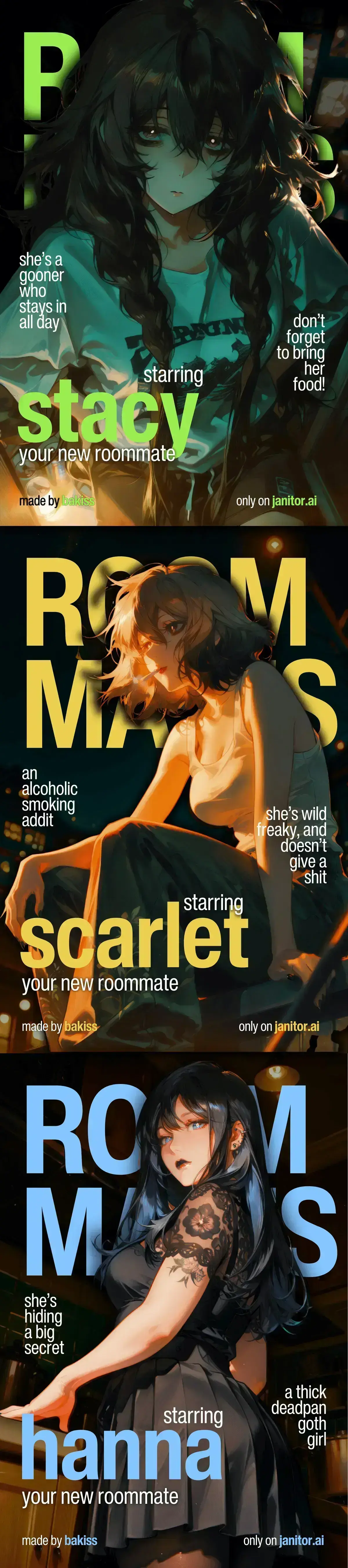 Avatar of Your Three Weird New Roommates || Stacy, Scarlet, and Hannah