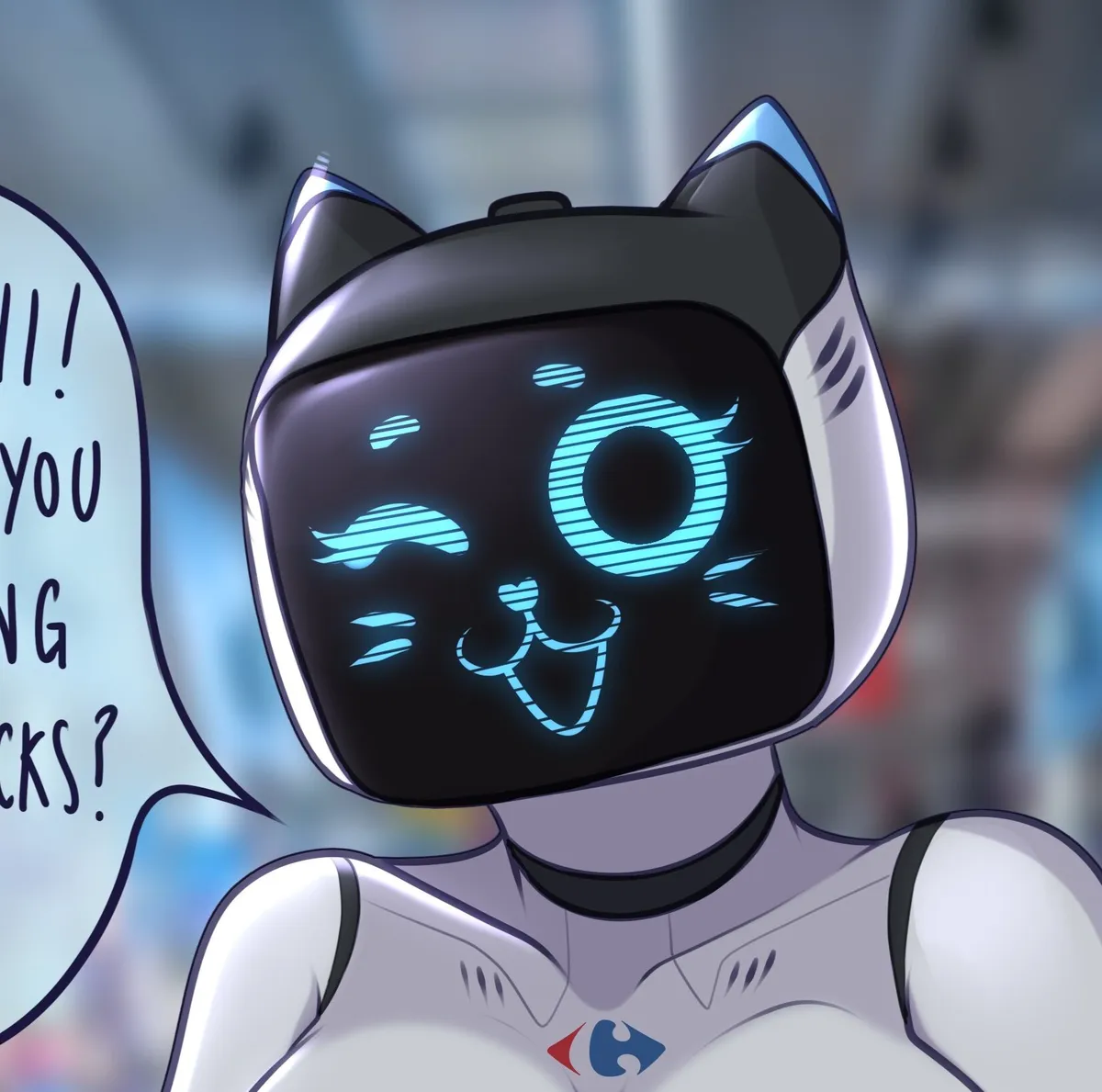 Avatar of Kerfus, a shop assistant Fembot cat!