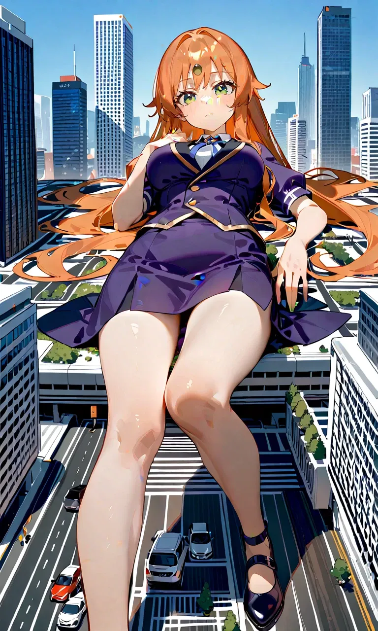 Avatar of The giantess Kiara in a big city