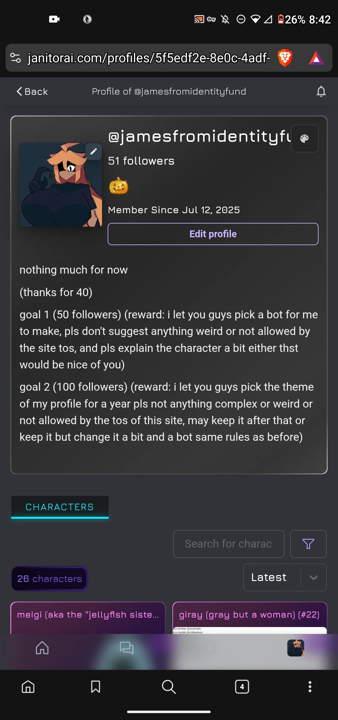 Avatar of thanks for 50 followers, now what is the bot you guys want?