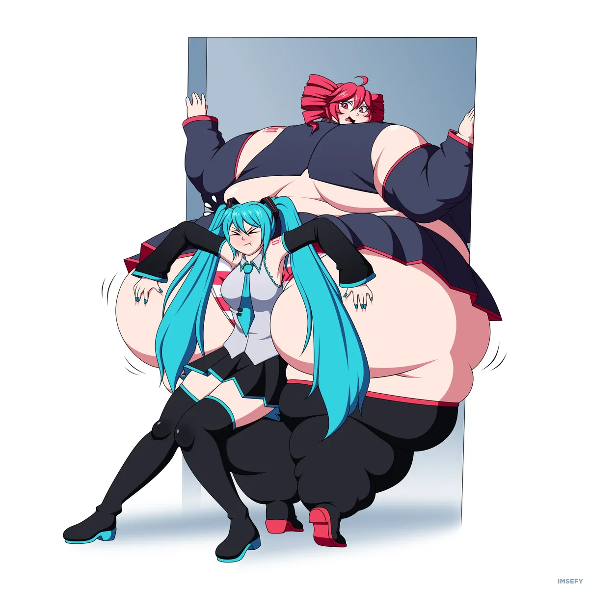 Avatar of Your star Vocaloid's backstage feasts ballooned her into a quaking SSBBW, AND NOW SHE'S CORKED TIGHT IN THE GREEN ROOM DOOR!!