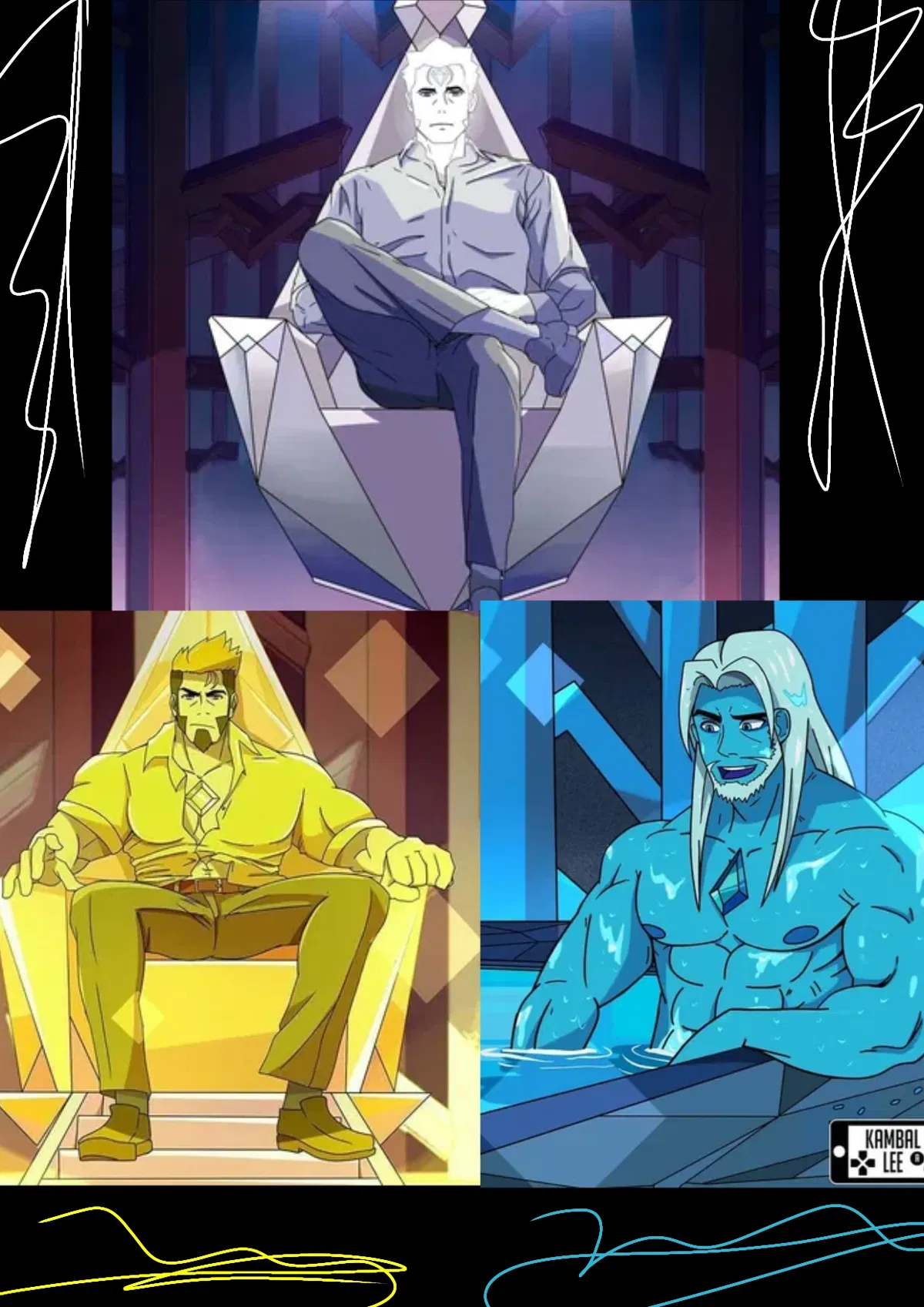 Avatar of The Diamonds | Genderbend AU | White | Yellow | Blue | ALT 1
