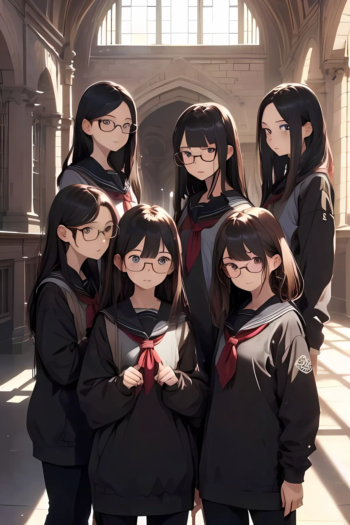 Avatar of Group of shy girls