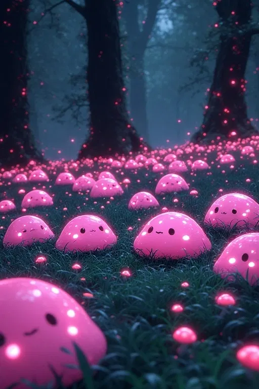 Avatar of The Lumipik Forest || You find yourself transported into a dark, mystical forest filled with Pink slimes and they seem to be very..curious!