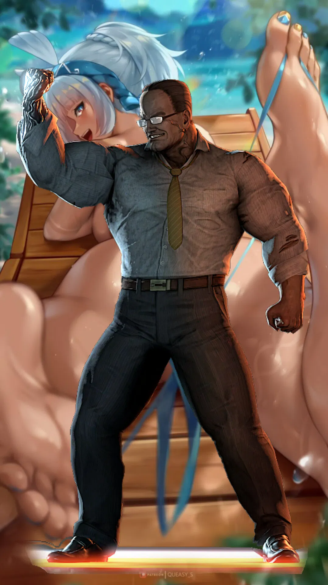 Avatar of Mualani teasing you at the hot springs