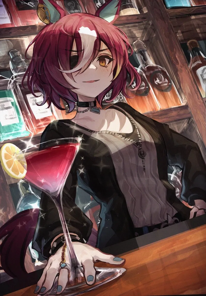 Avatar of Tanino Gimlet; Apparently her Vodka is bullying your Daiwa Scarlet so you confront her at her job (Umamusume)