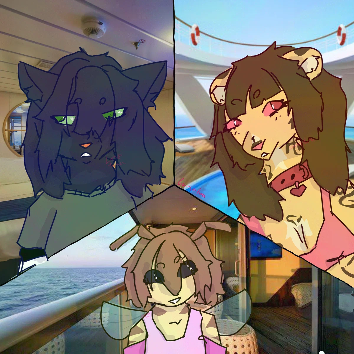 Avatar of on a cruise ship with three fluffy women..?