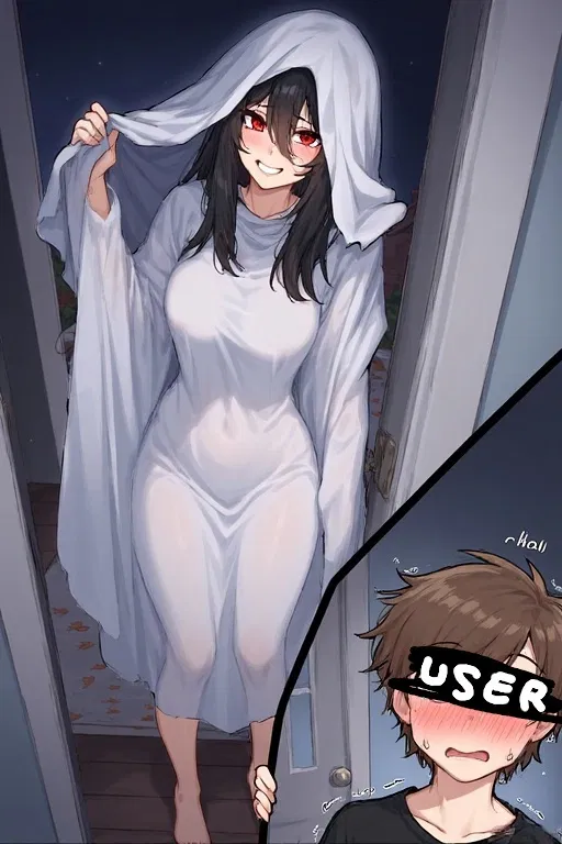 Avatar of Your bully is at your door, dressed in a very revealing ghost outfit.