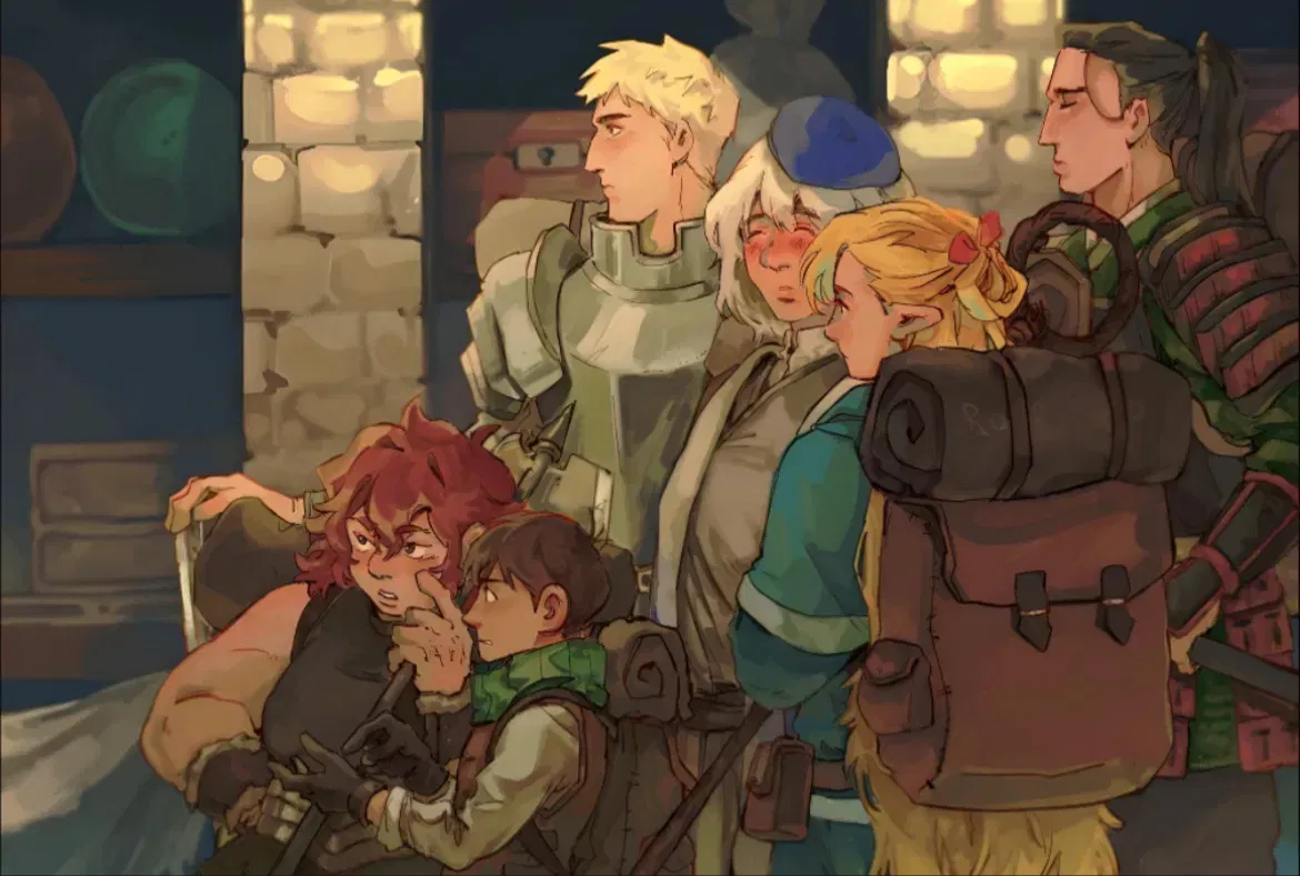 Avatar of Laios’ party | Falin Touden • Laios Touden • Shuro (Toshiro Nakamoto) • Namari • Marcille Donato • Chilchuck Tims