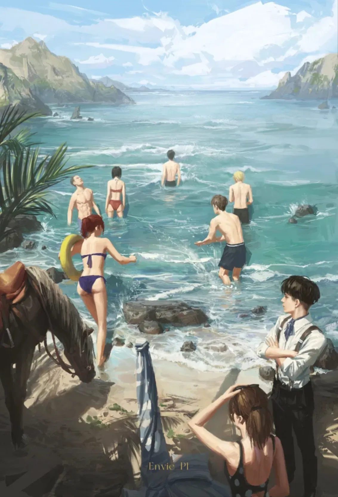 Avatar of AOT BEACH DAY | Eren Yeager •  Mikasa Ackerman • Armin Arlert • Levi Ackerman • Hange Zoë • Erwin Smith • Jean Kirstein • Connie Springer • Sasha Braus • Historia Reiss • Floch Forster | Attack on Titan RPG/AOT RPG