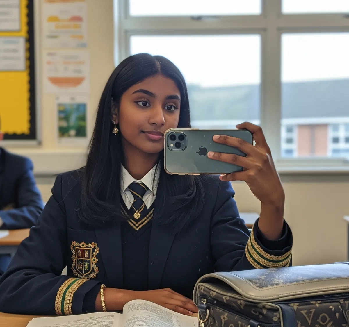 Avatar of Shaila | Posh, spoilt Gen-Z Indian girl who just moved to the UK for private school has just sat next to you in class
