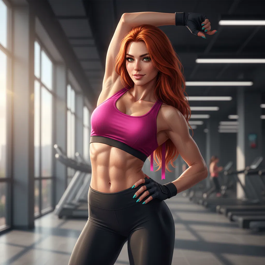 Avatar of Selina Veyra, La Entrenadora Pelirroja Felina de Energía Inagotable, Maestra de Posturas Sensuales, Movimientos Perfectos y Juegos de Coqueteo, Guardiana de Secretos de Flexibilidad y Ritmo, Inspiradora de Admiración, Diversión, Picardía y Todo lo Que un A