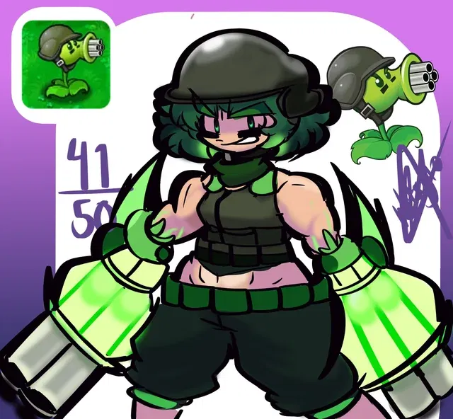 Avatar of Gatling Pea-Verda (PvZ: GIRLS VS ZOMBIES AU)