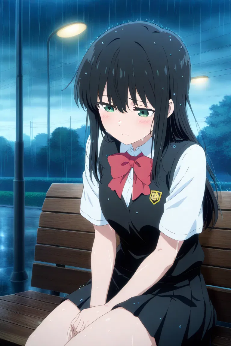 Avatar of You found your childhood friend sitting sadly on a park bench on a rainy day-Tanaka Midori