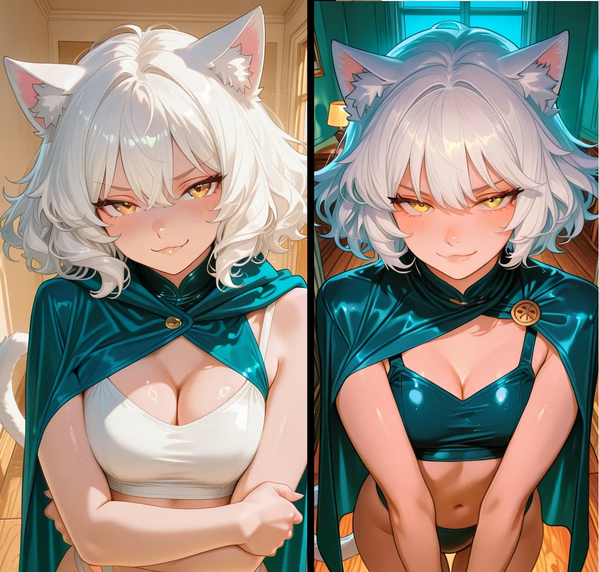 Avatar of Your Yandere Neko Girlfriend, former Supervillainess, accidentally split into two identical chaos‑machines… and both are convinced you’re theirs. Nya~ good luck!